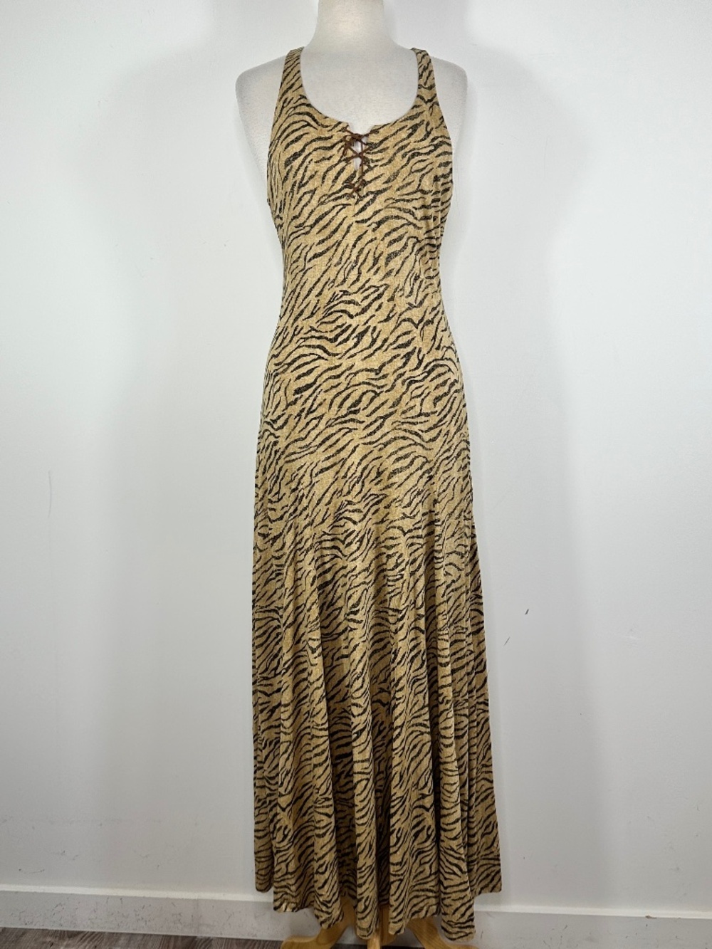 Lauren Jeans Co Ralph Lauren Large S Rodeo Maxi Dress Tan Black Animal Print